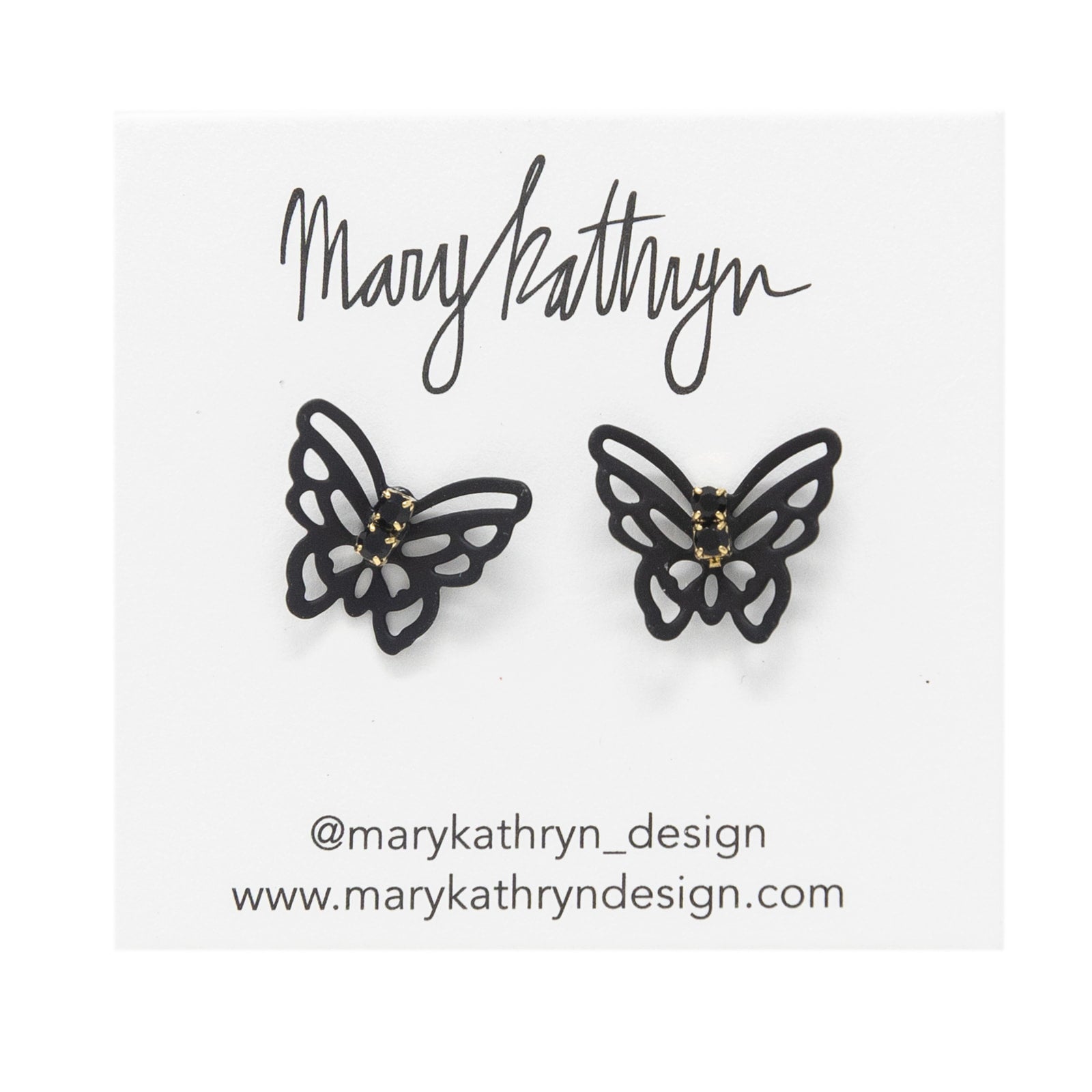 Black Flutter Butterfly Stud Earrings