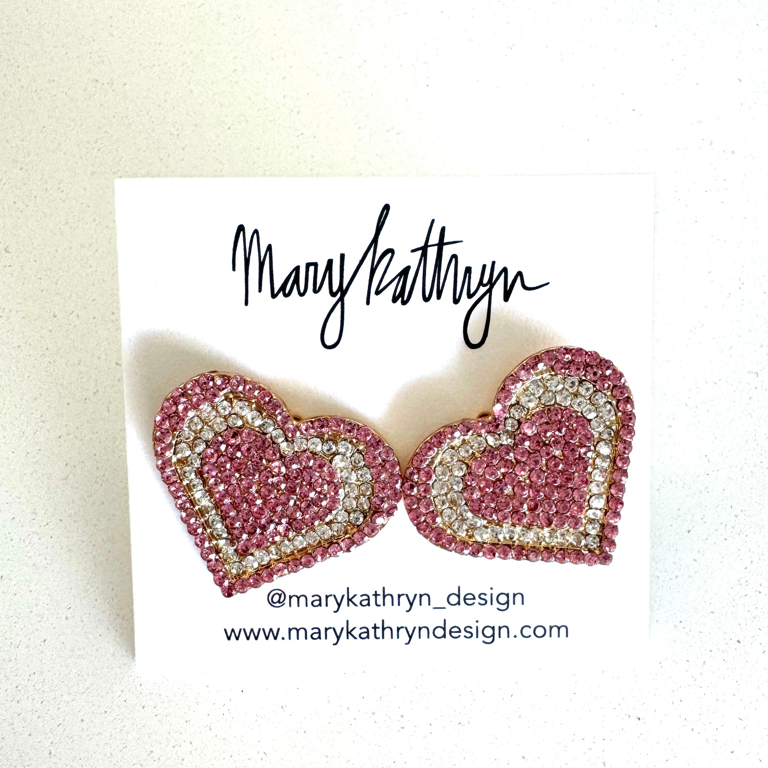 Glitzy Heart Studs