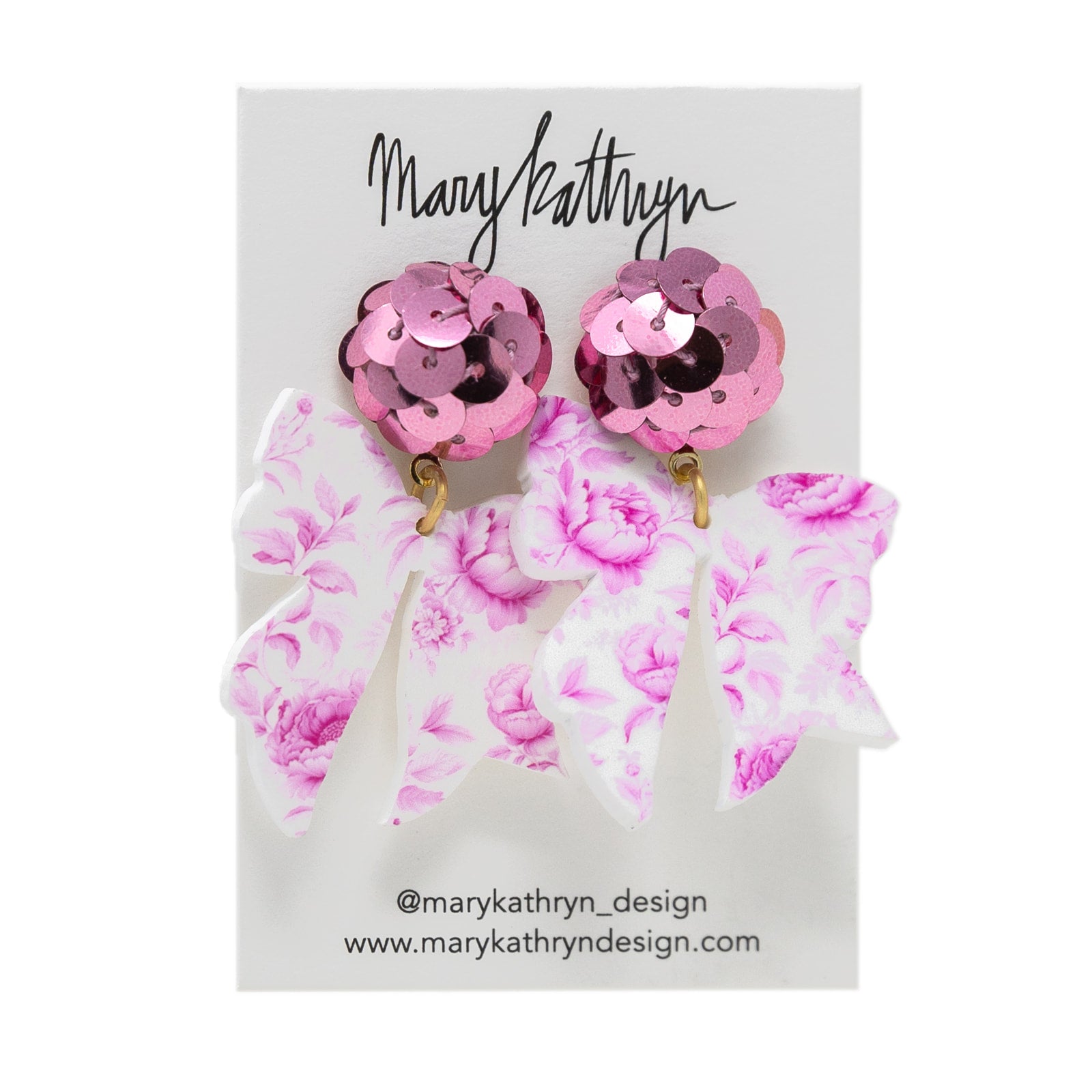 Pink Floral Bow Earrings