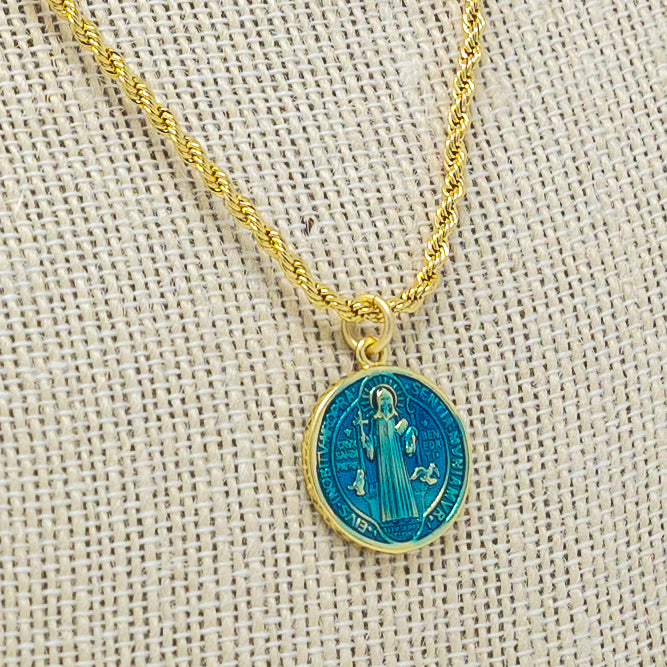 Teal Saint Necklace