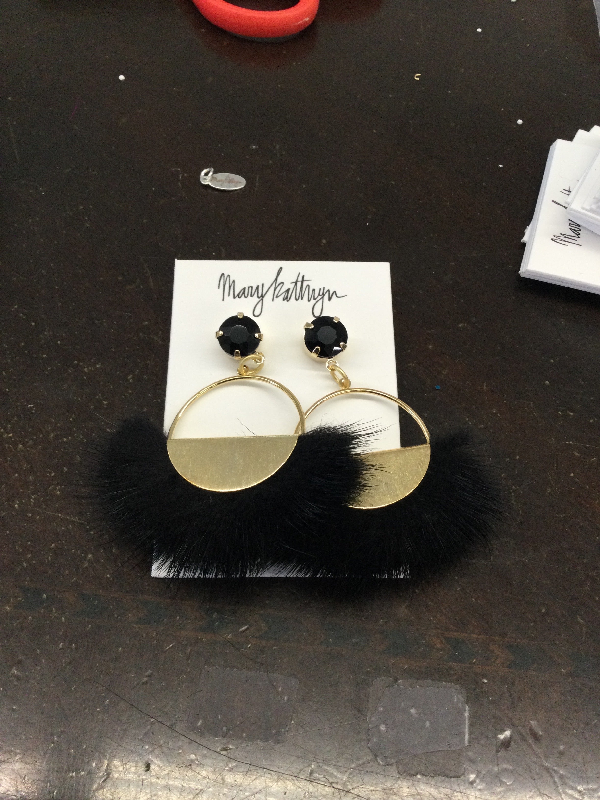 Black Ophelia Puff Earrings