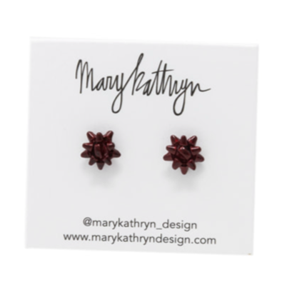 Crimson Cheer Bow Earrings