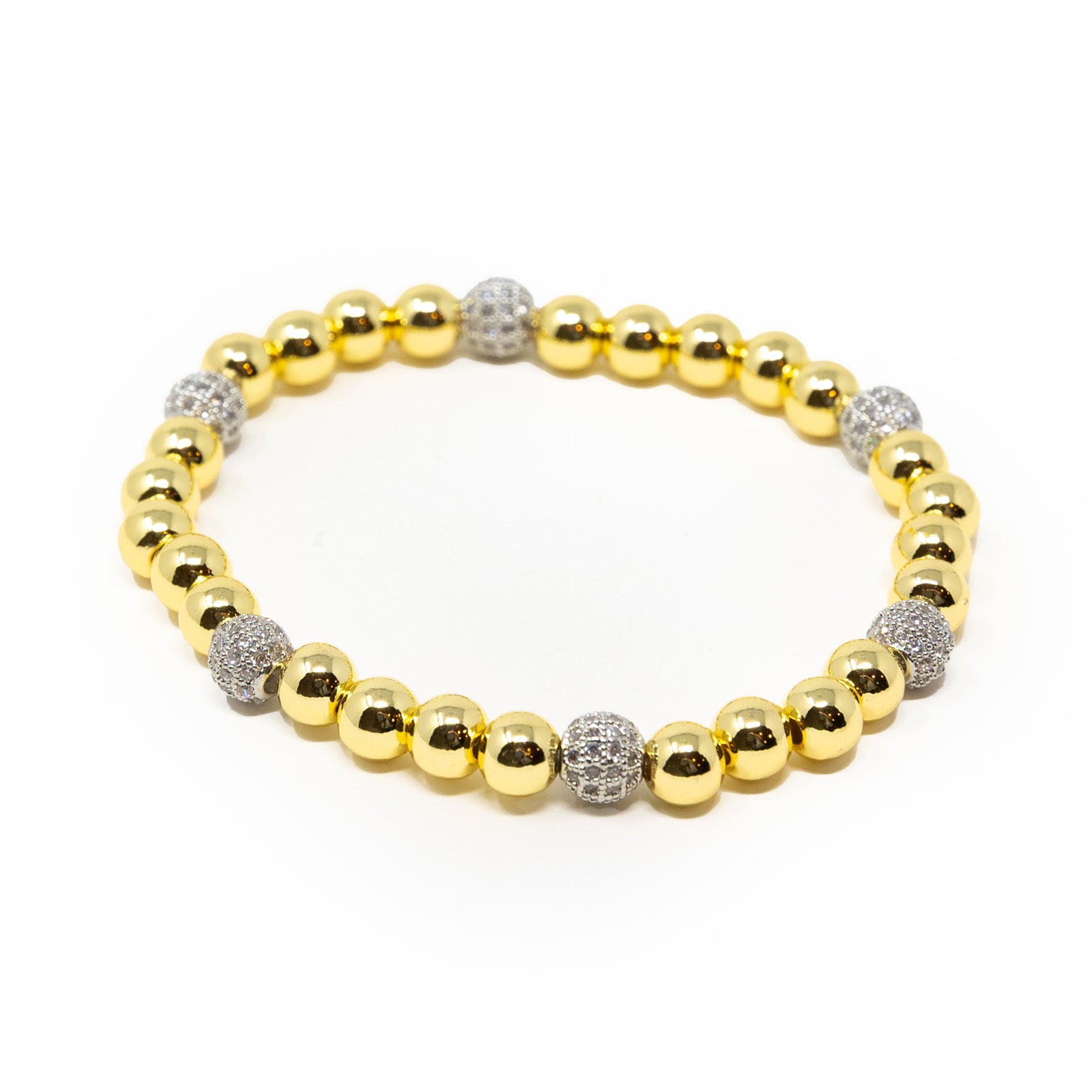 Gold + CZ Beaded Bracelet