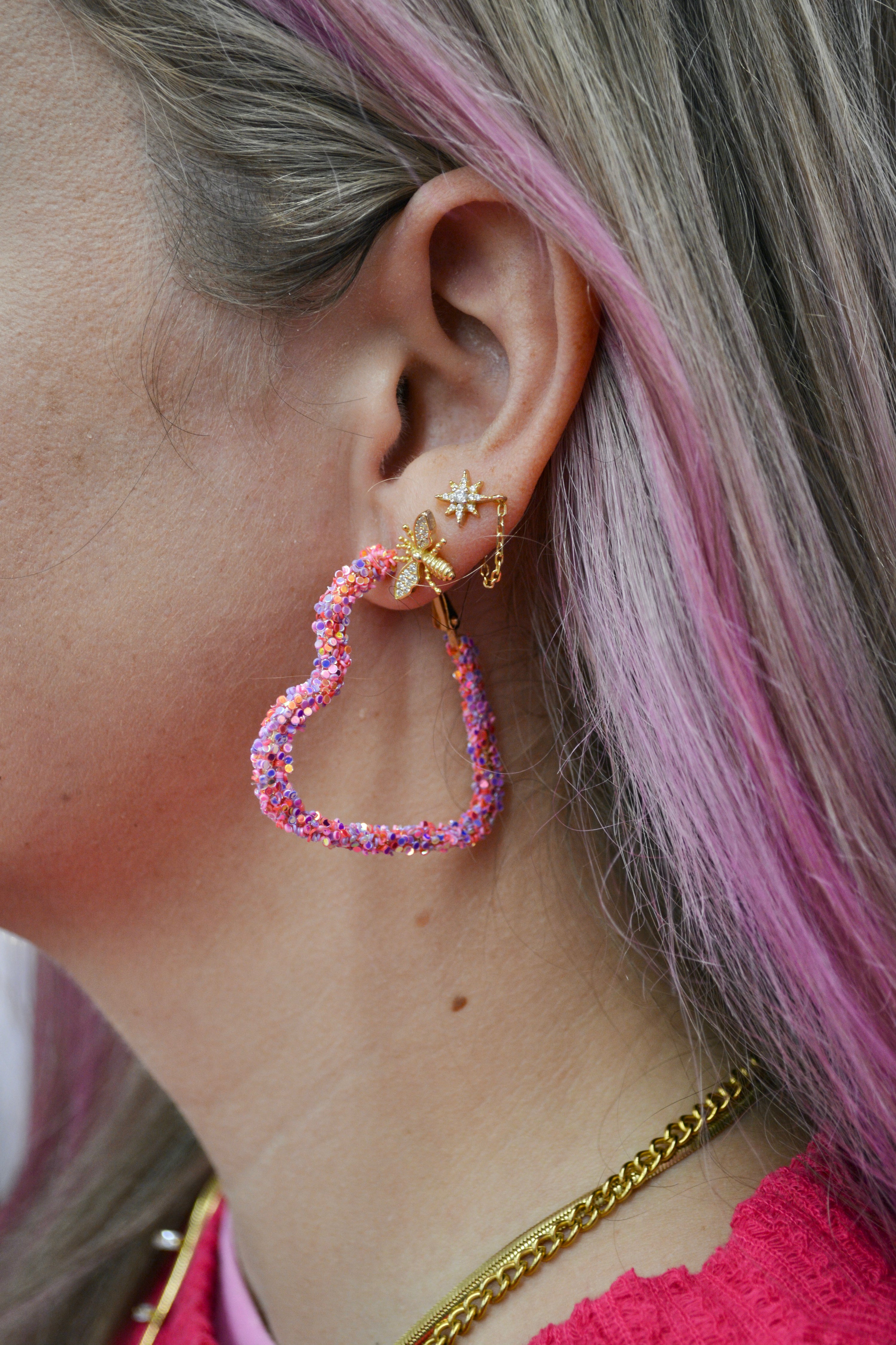 Glitter Heart Hoops