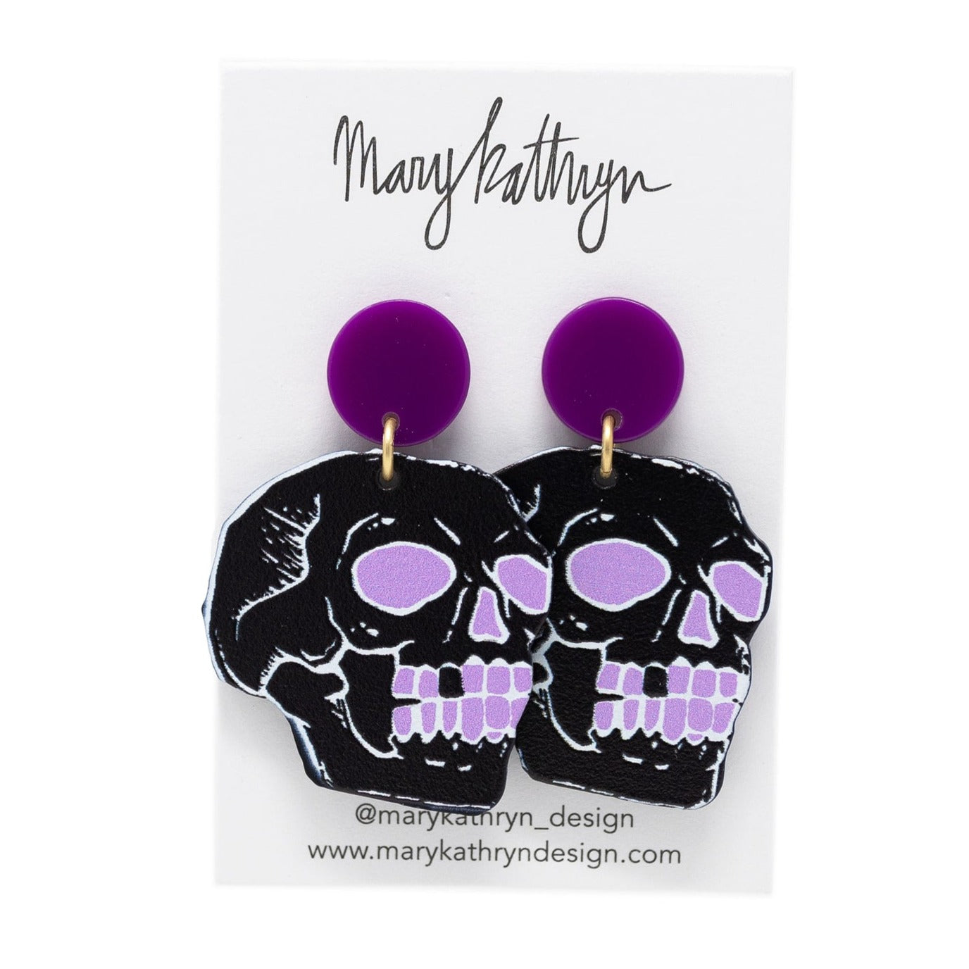 Beetle Juice Skull Earrings