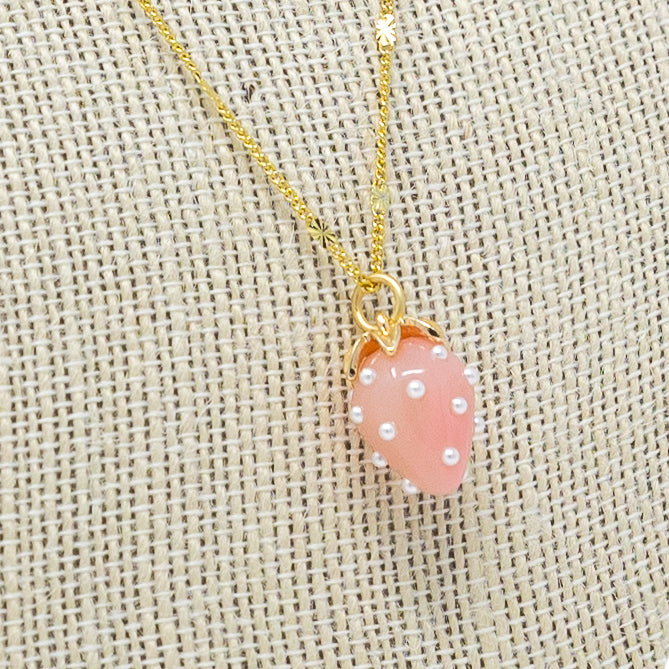 Pink Pearl Strawberry Necklace