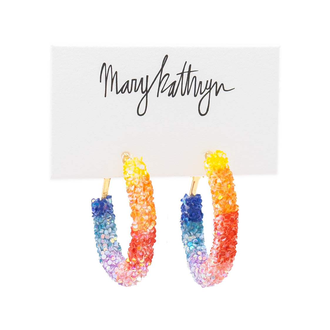 Rainbow Ombre Poppy Glitter Hoops