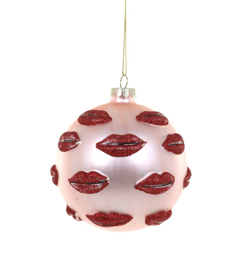 Glitter Red Lips Bauble Ornament