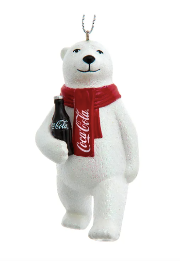 Coca-Cola Polar Bear Holding Bottle Ornament