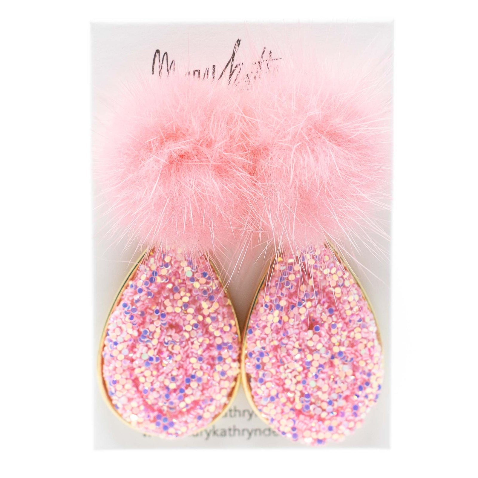 Pink Lacey Puff Earrings